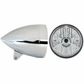 Newalthlete 5.75 in. Flamed Headlight Bucket, Chrome with T50304 DC Black Dot Headlamp NE2998481